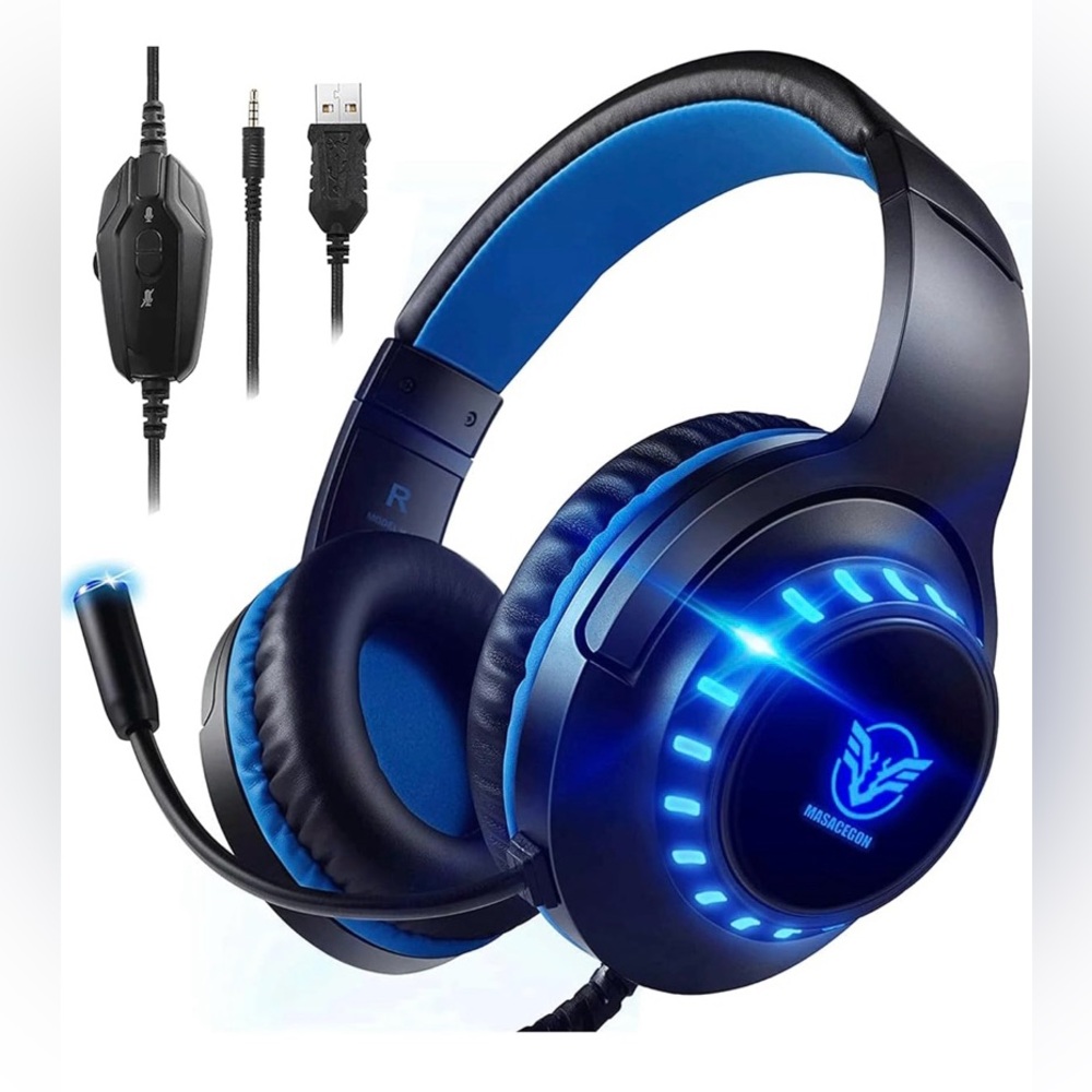 Blue Gaming Headset with LED Lights